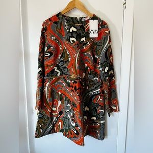 NWT Zara Paisley mini dress with belt